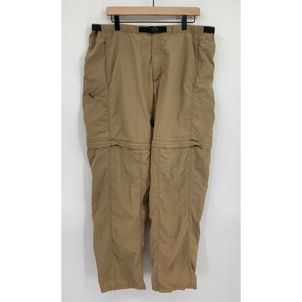 Vintage Patagonia Convertible Pants Mens Large Tan Nylon Zip Off Hiking Gorpcore